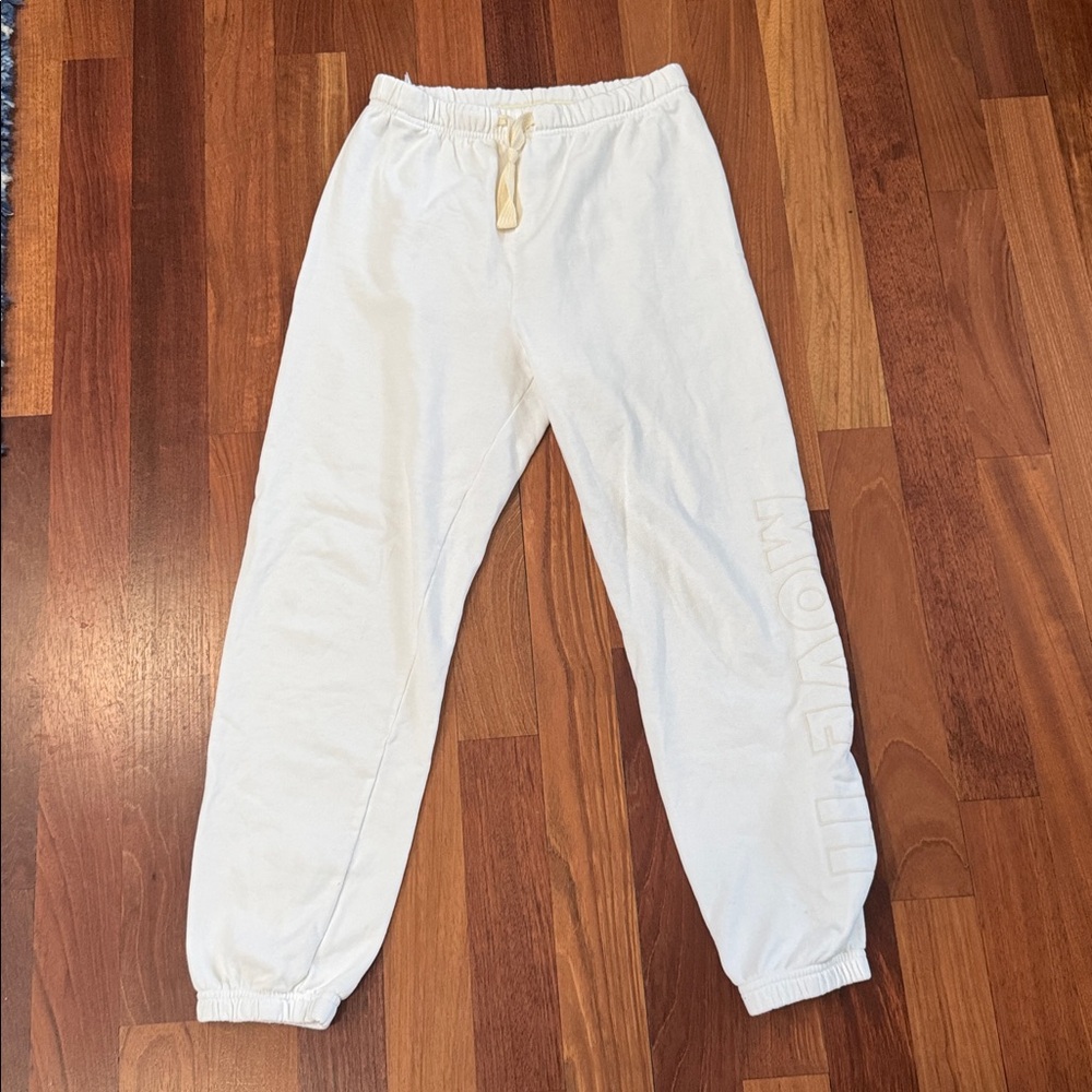 MOTHER White Sweatpants with Logo Detail on Left Leg